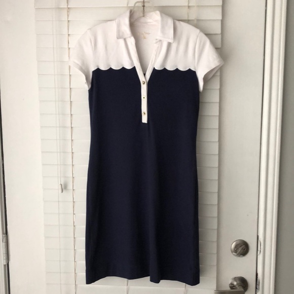 Lilly Pulitzer Dresses & Skirts - Lilly Pulitzer Dress Tonda Polo Scallop Nautical Blue SZ XS